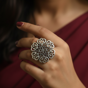 Oxisidised Phool Daar Ring