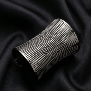 Silver Rippled Oxidized Handcuff