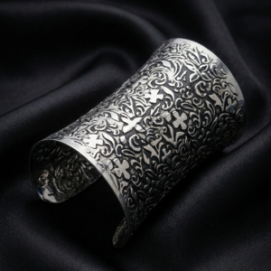 Floral Filigree Oxidized Cuff