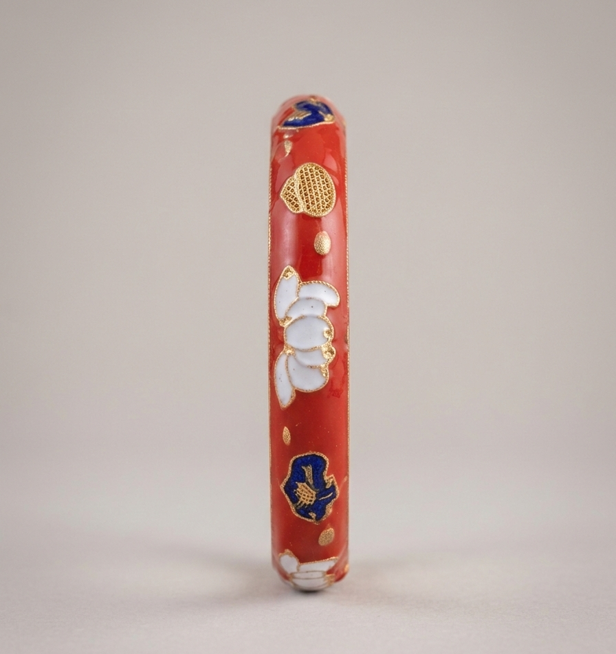 Crimson Lotus Enamel Bangle