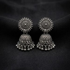 Oxidised Floral Jhumka