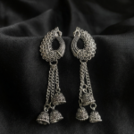 Silver Peacock Cascade Jhumka