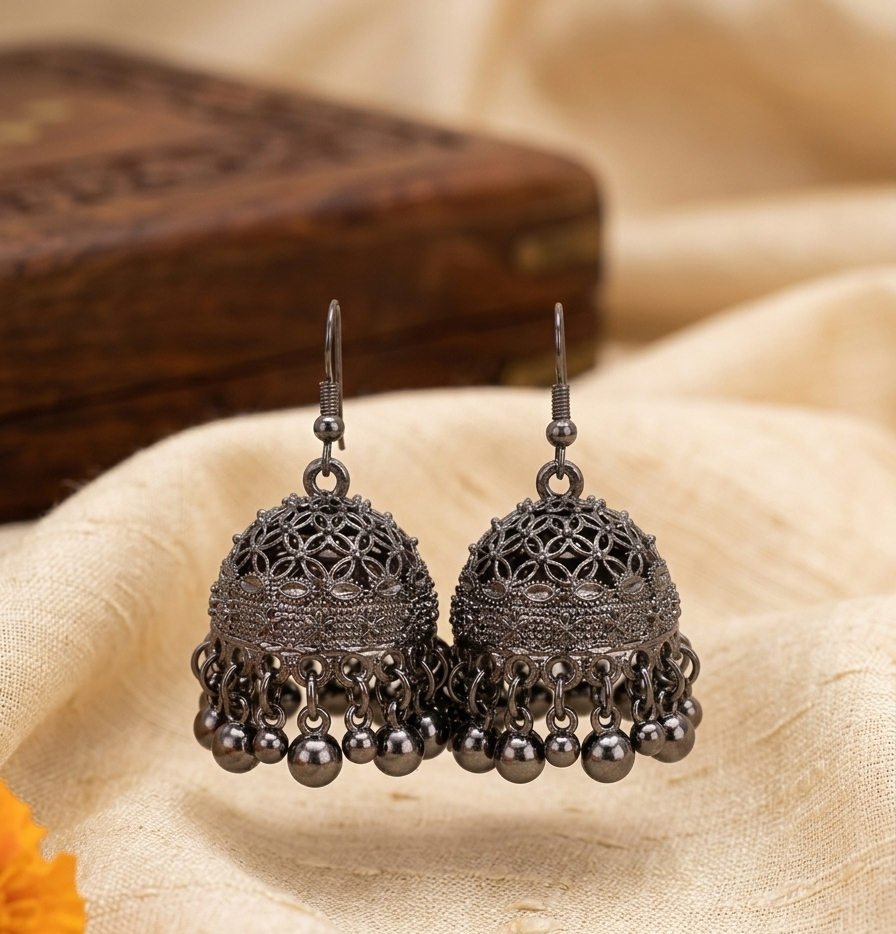 Midnight Filigree Jhumka