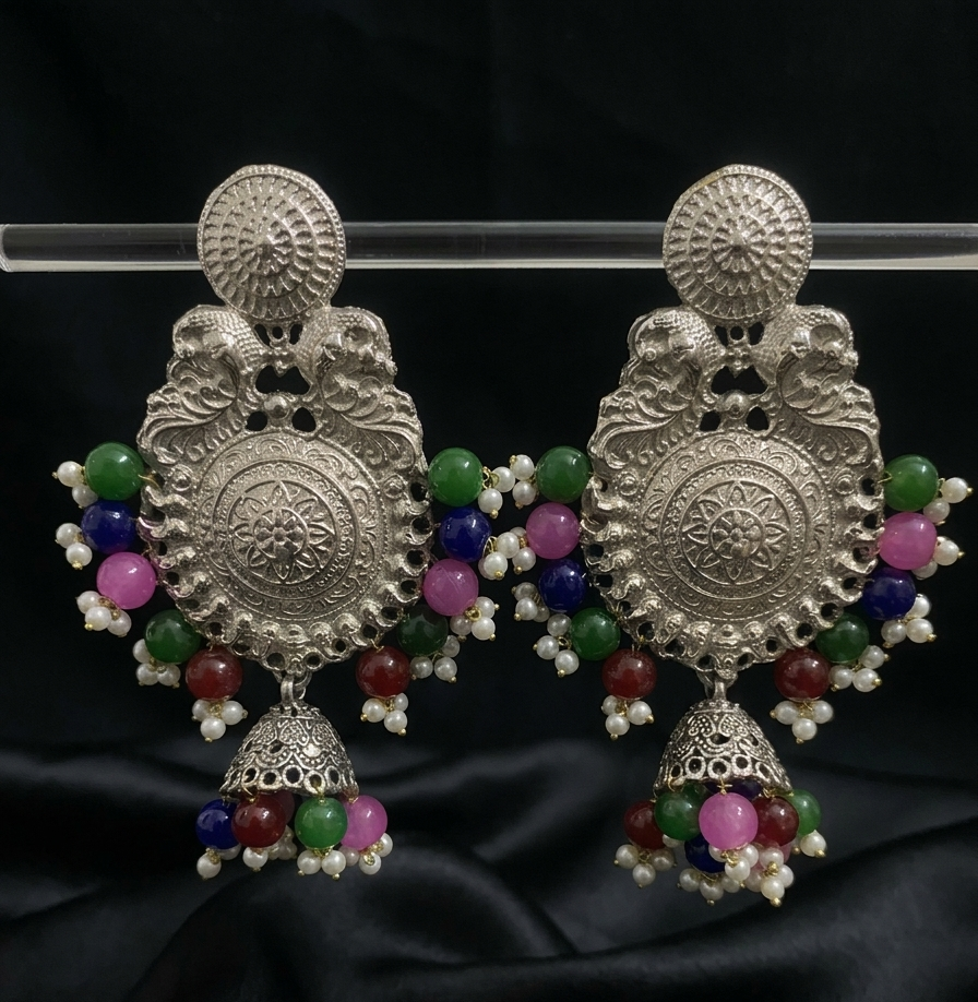 Navratna Chandbali Jhumkas