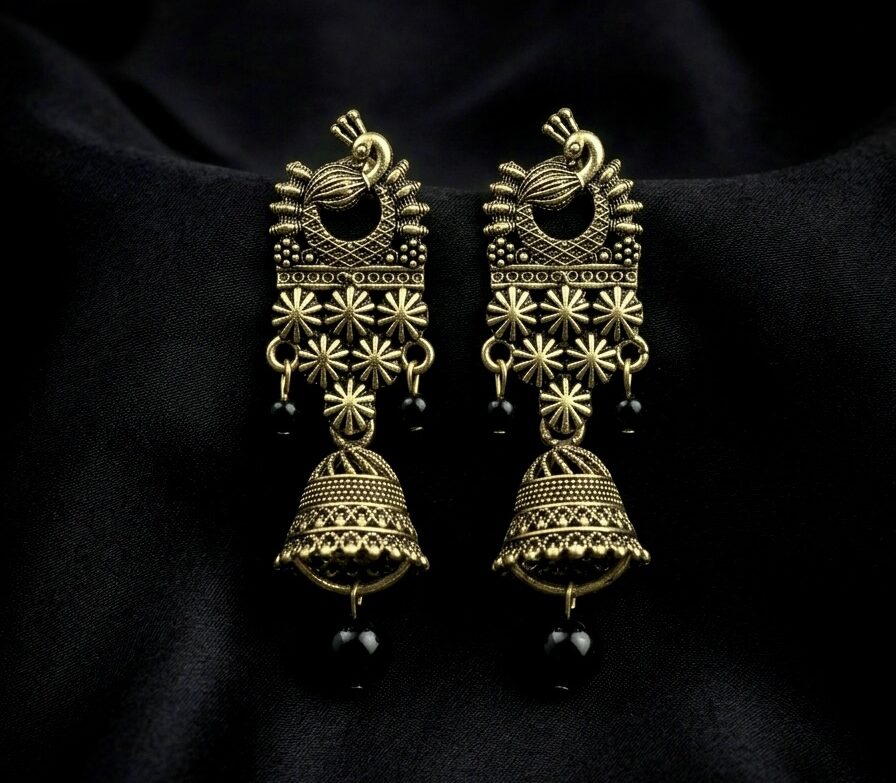 Gold Peacock Jhumkas