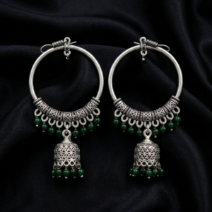 Green Oxidized Bali Jhumkas