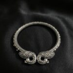 Peacock Motif Oxidized Kada