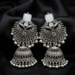 White Chandbali Jhumkas