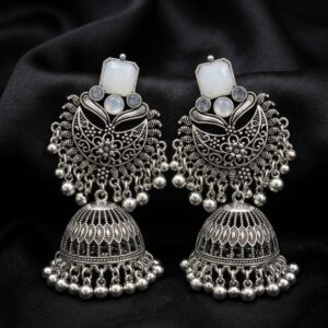 White Chandbali Jhumkas