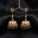 Meena Emerald Jhumkas