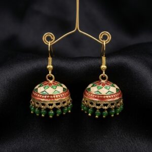 Meena Emerald Jhumkas