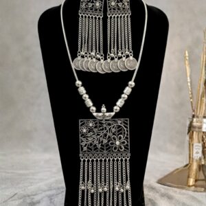 Silver Floral Coin Maala Set