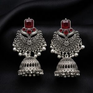 Maroon Chandbali Jhumka