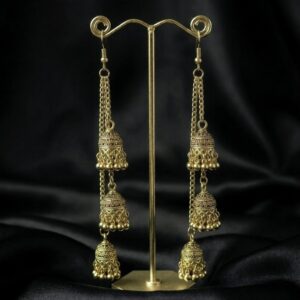 Golden Dholki Kashmiri Earrings