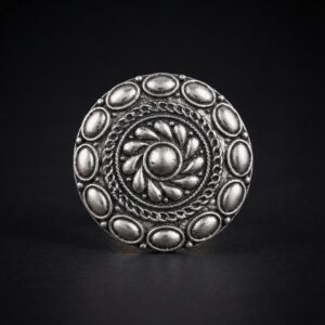 Silver Beaded Halo Ring
